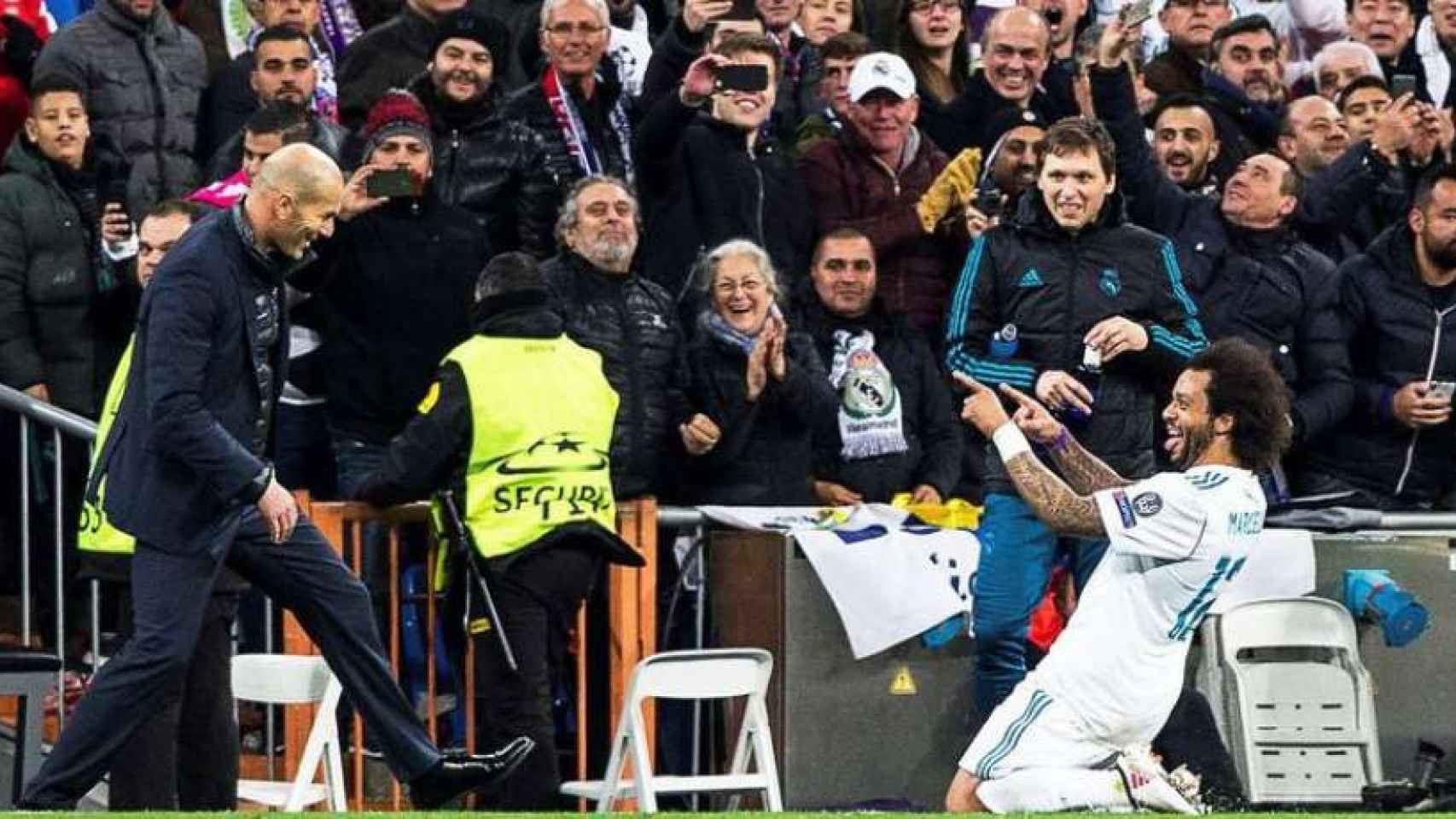 Zidane y Marcelo celebrando un gol en la Champions / EFE