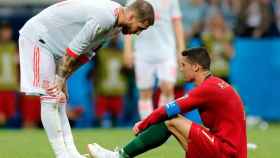 Sergio Ramos y Cristiano Ronaldo en el España-Portugal del último Mundial | EFE