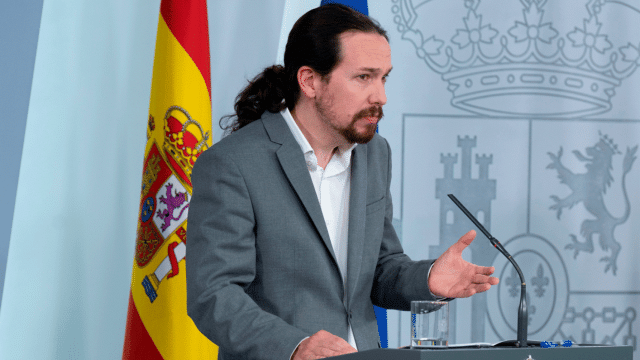 El vicepresidente Pablo Iglesias da cuenta de las decisiones del Consejo de Ministros en torno a la política de vivienda / EFE