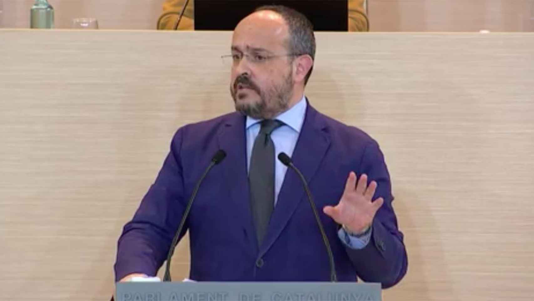 Alejandro Fernández, presidente del PP catalán, en el Parlament
