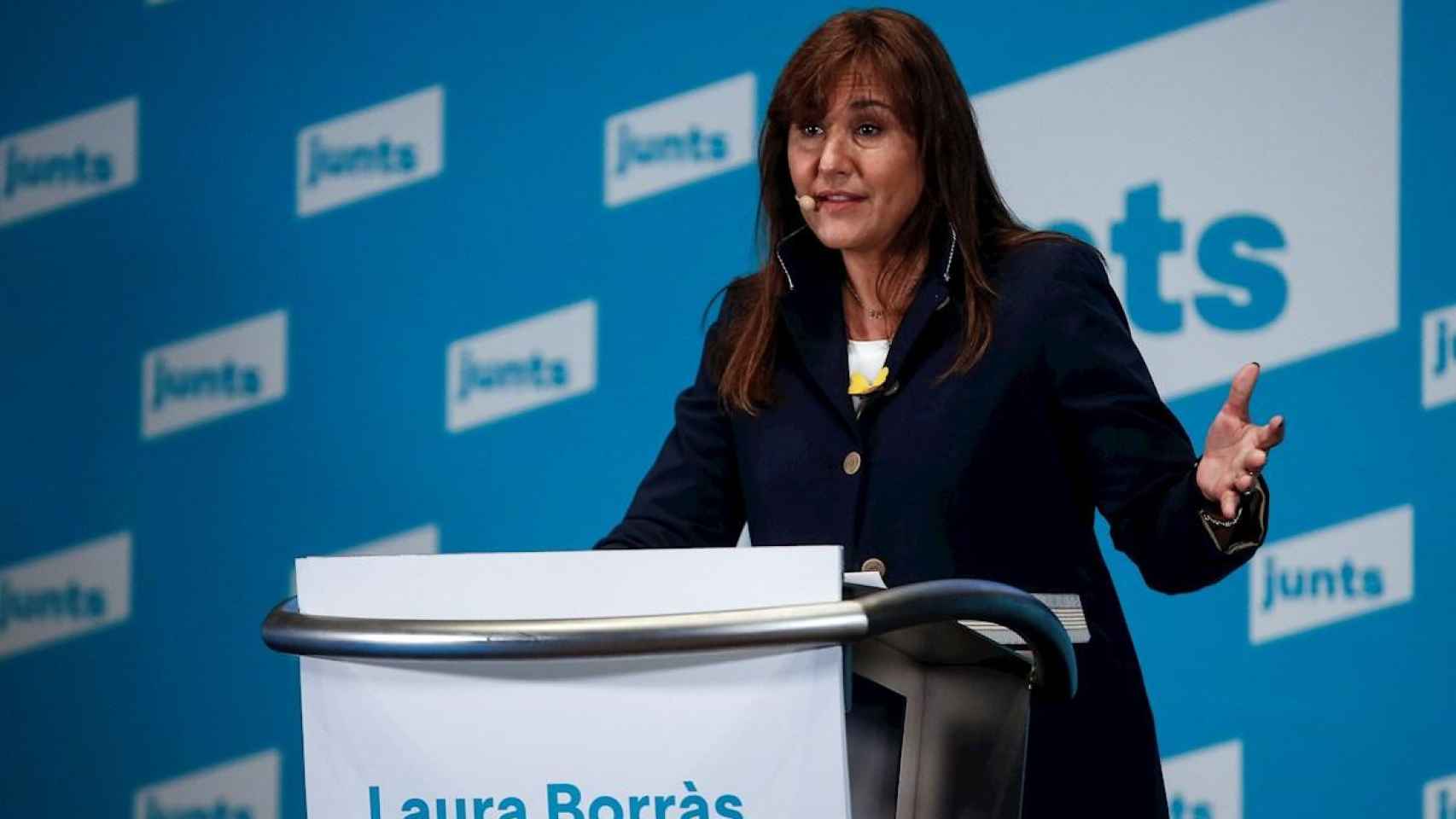 Laura Borràs, candidata de JxCat a la presidencia de la Generalitat, dando un discurso en Barcelona / EFE
