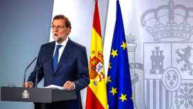 El presidente del Gobierno, Mariano Rajoy, durante su comparecencia ante los medios tras presidir una reunión extraordinaria del Consejo de Ministros / EFE