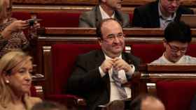 El líder del PSC, Miquel Iceta, durante la sesión de investidura en el pleno del Parlament.