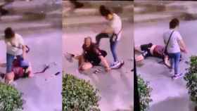 Fotogramas del vídeo de la agresión de una mujer a un hombre en L'Hospitalet / CG