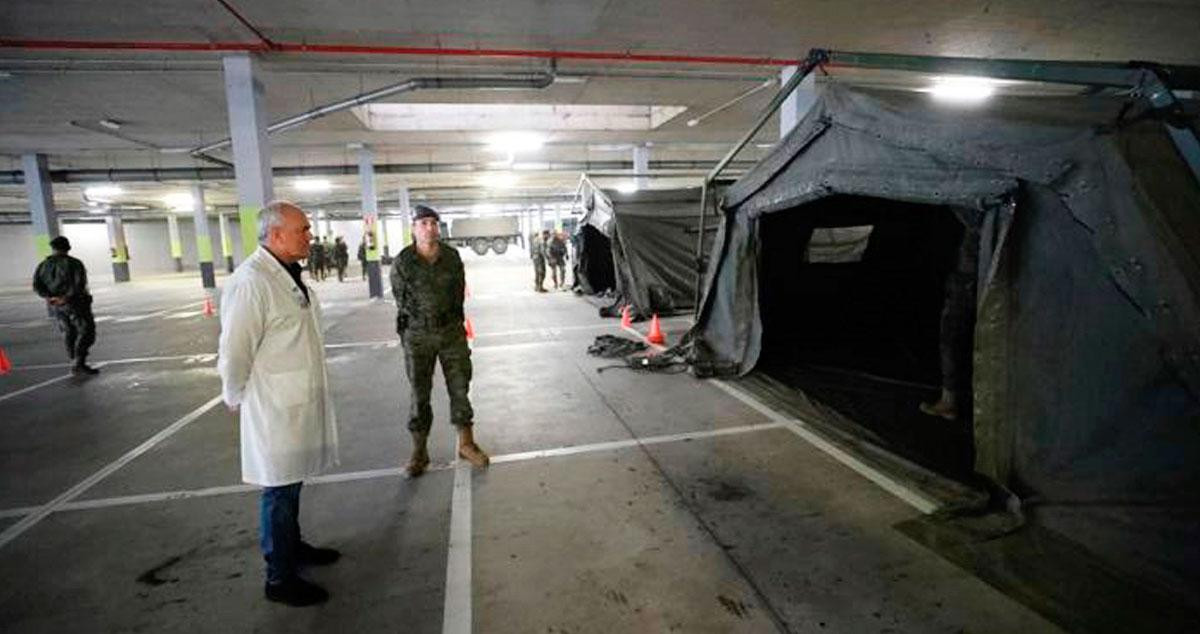 Hospital de campaña montado por el Ejército en el Hospital Universitario Central de Asturias (HUCA): centros catalanes harán lo propio / EFE
