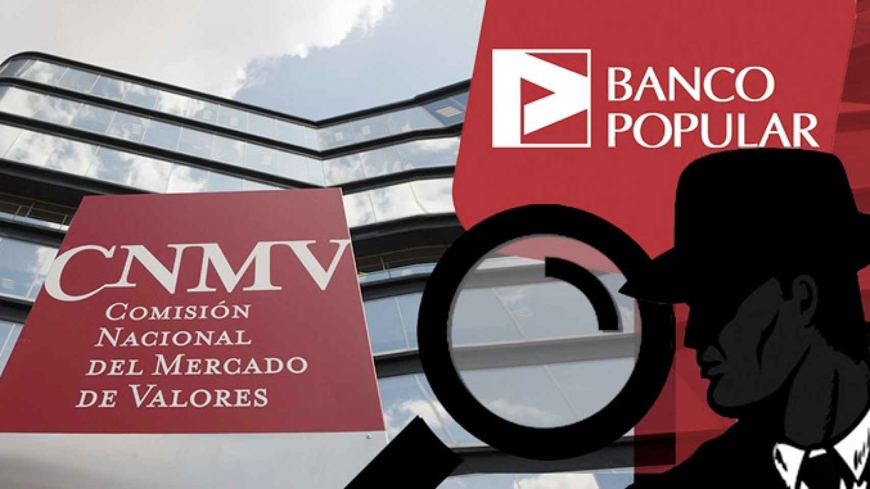 La sede de la CNMV en Madrid y el logotipo de Banco Popular / FOTOMONTAJE DE CG