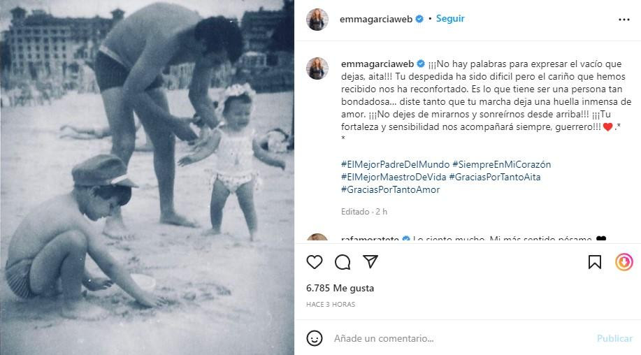 Mensaje de Emma García a su padre / INSTRAGRAM