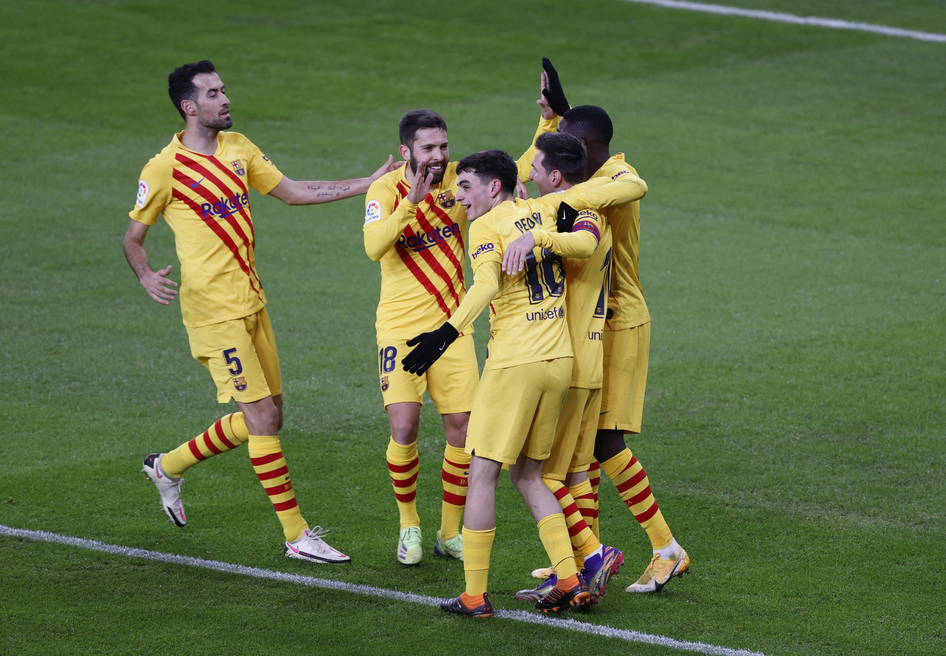 El Barça celebra un gol contra el Athletic / EFE