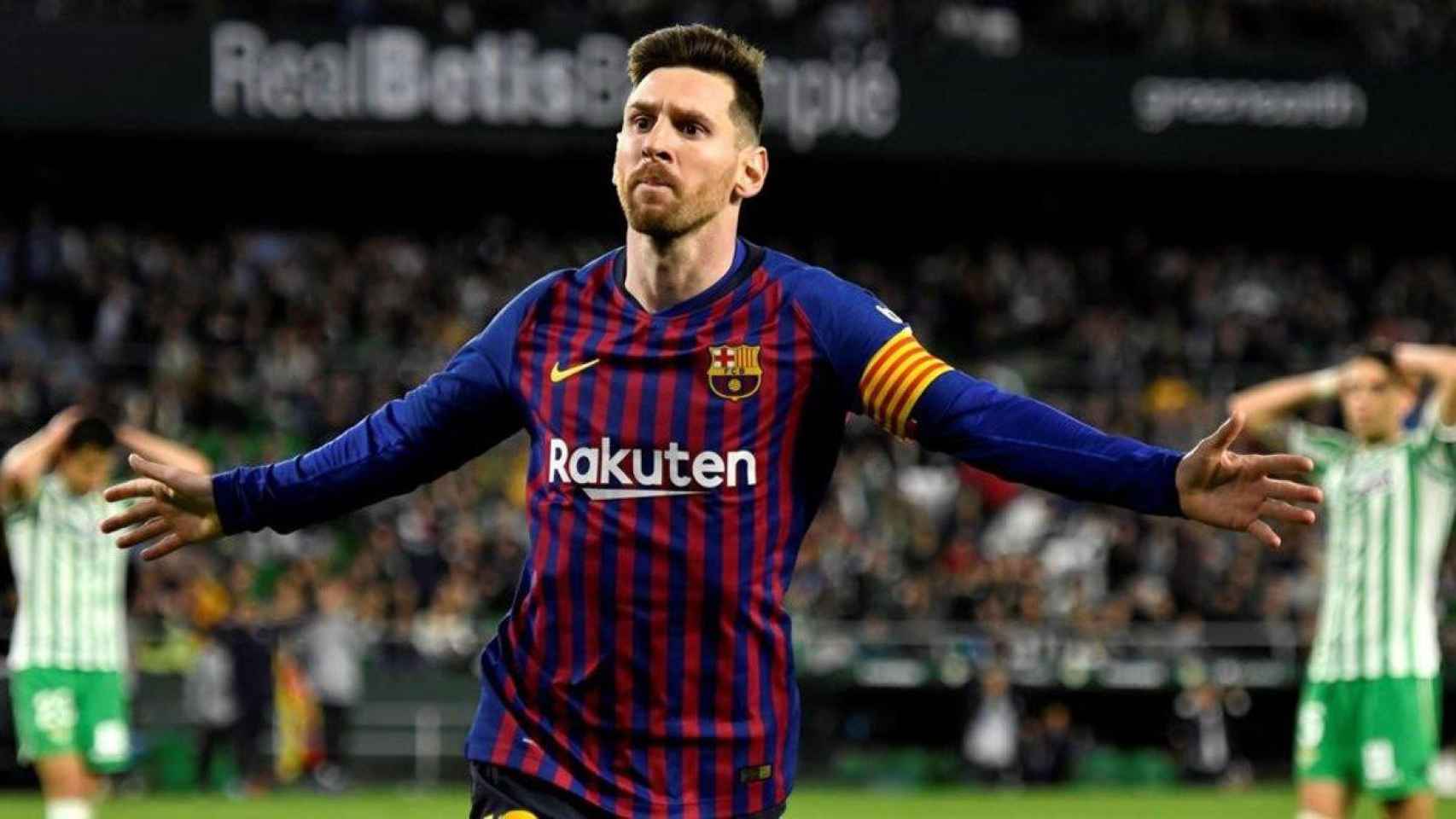 Leo Messi celebra un gol contra el Betis / EFE