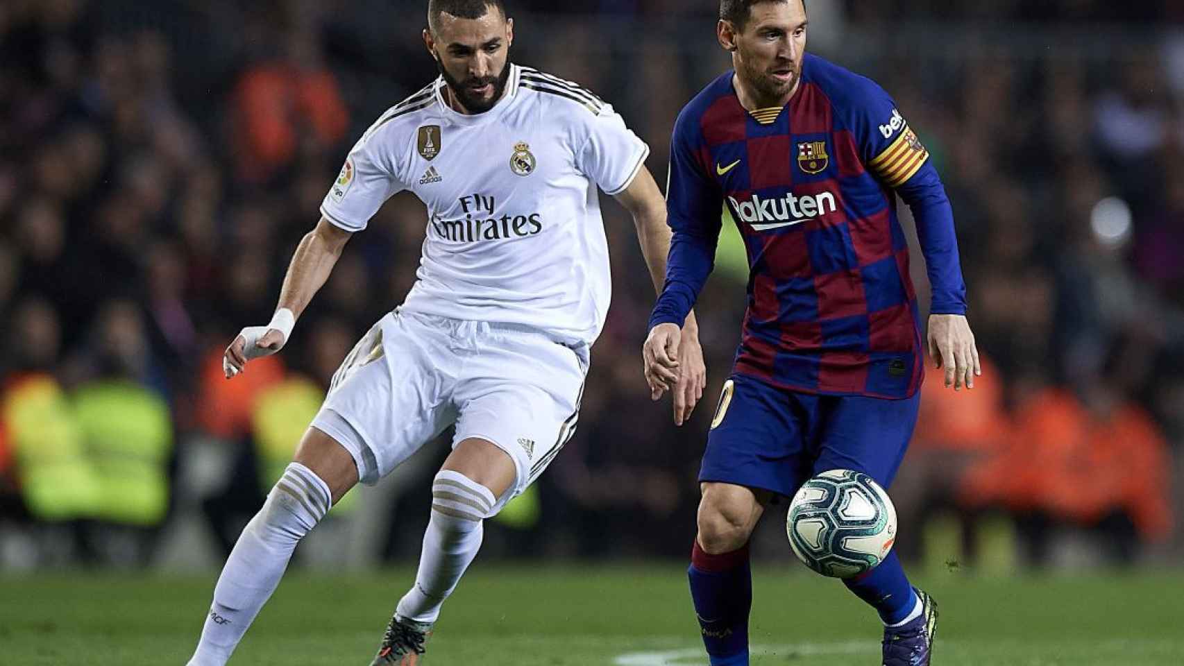 Messi y Benzema en un partido del Barça / EFE