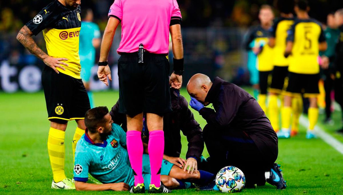 Jordi Alba, lesionado con el Barça contra el Borussia Dortmund / EFE