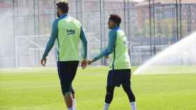 Gerard Piqué y Neymar en un entrenamiento del FC Barcelona EFE