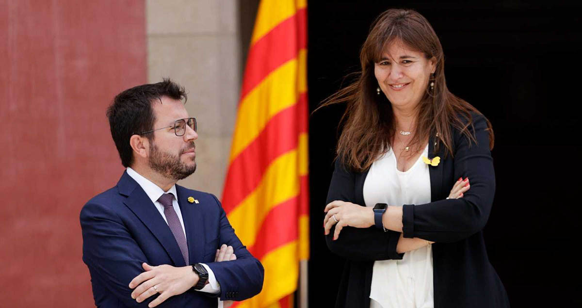 El president de la Generalitat, Pere Aragonès, y la expresidenta del Parlament, Laura Borràs / EFE