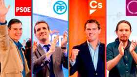 Los cuatro candidatos que finalmente participarán en el debate: el presidente saliente y los tres aspirantes / CG