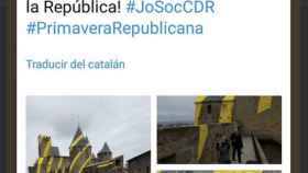 Una captura de pantalla del tuit eliminado del CDR de Girona