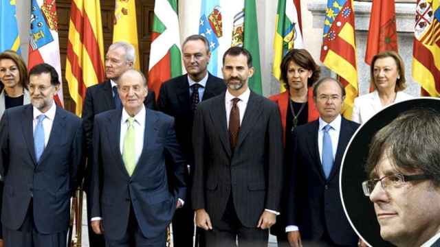 Carles Puigdemont, presidente de la Generalitat, y una imagen de archivo de la última Conferencia de Presidentes celebrada en 2012 / FOTOMONTAJE DE CG