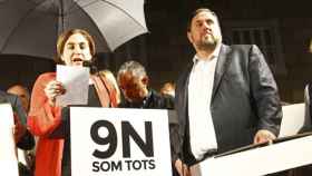 La alcaldesa de Barcelona Ada Colau junto al líder de ERC, Oriol Junqueras, en una foto de archivo / EFE