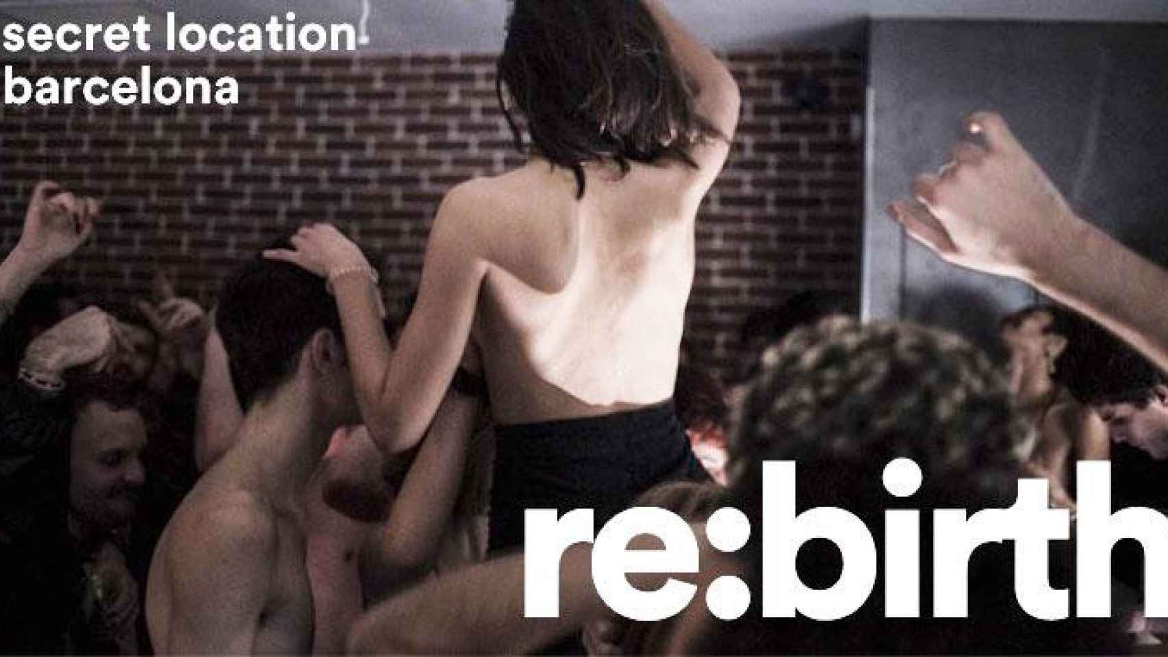 Cartel promocional de las orgías Re:birth en Barcelona, inspiradas en la mística berlinesa / CG
