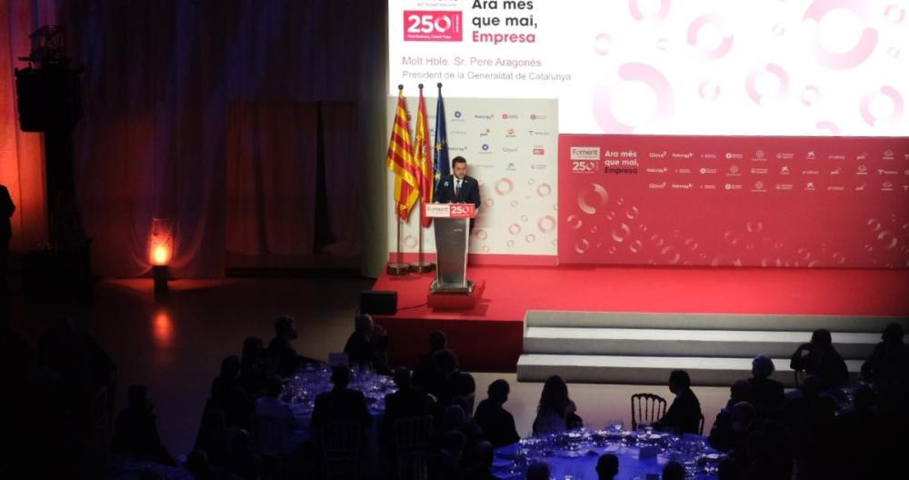 El presidente de la Generalitat, Pere Aragonès, en el 250 aniversario de Foment / CG (Pablo Miranzo)