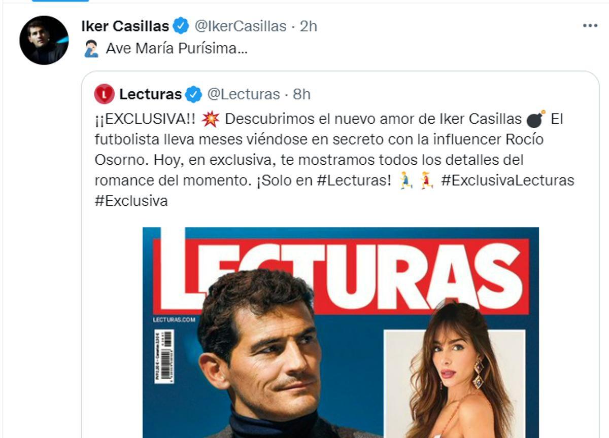 Iker Casillas responde al tuit de 'Lecturas'