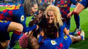 Las jugadoras del Barça, celebrando un gol / EFE