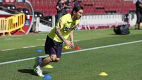 Leo Messi entrenando en el Camp Nou /FC BARCELONA