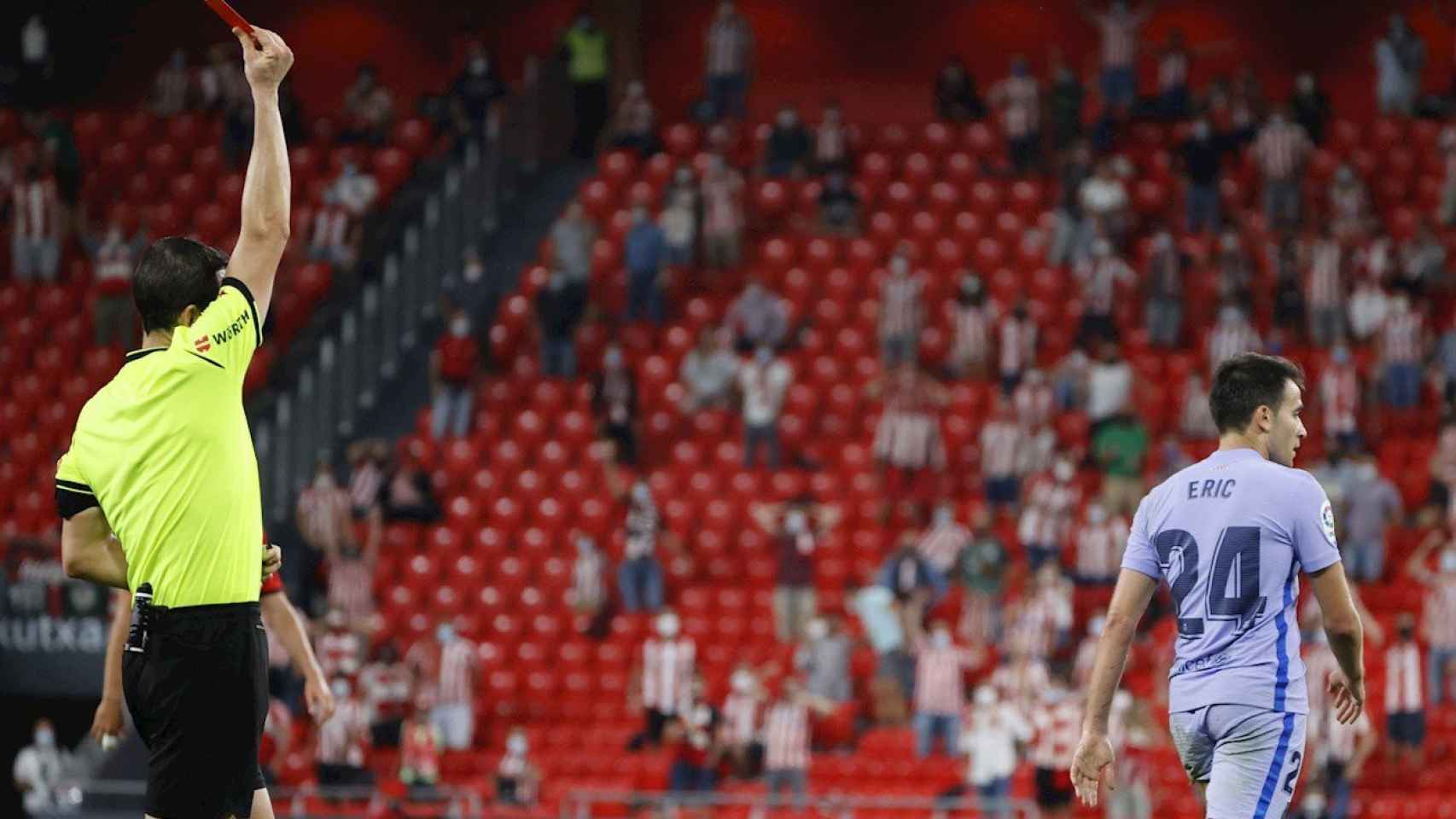 Éric García es expulsado en el último minuto de partido ante el Athletic / EFE