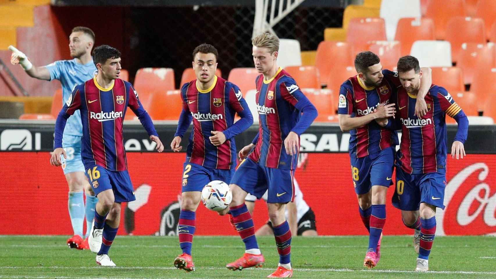 Messi tras marcar el primer gol contra el Valencia / EFE