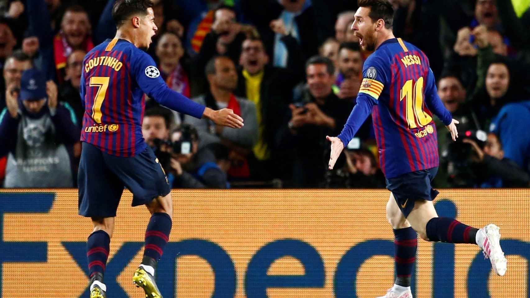 Una foto de Leo Messi y Philippe Coutinho celebrando el tanto del argentino / EFE