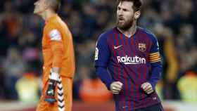 Leo Messi celebra su gol ante el Real Valladolid / EFE