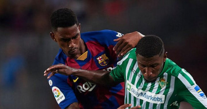 Emerson y Firpo, durante un partido en el Camp Nou/ EFE