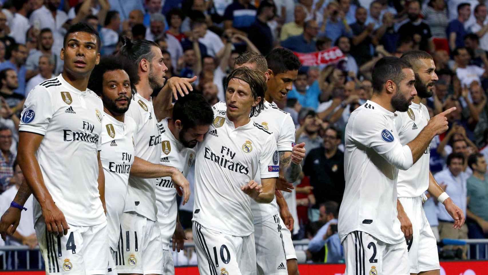 Los jugadores del Real Madrid celebran un gol / EFE