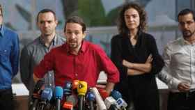 Sergio Pascual, secretario de organización de Podemos (D), junto a la plana mayor del partido en una imagen de archivo.