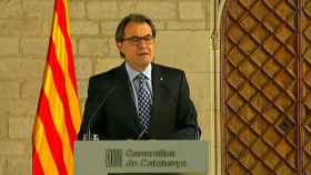 Artur Mas, durante su comparecencia en el Palau de la Generalitat tras haber declarado ante el Tribunal Superior de Justicia de Cataluña