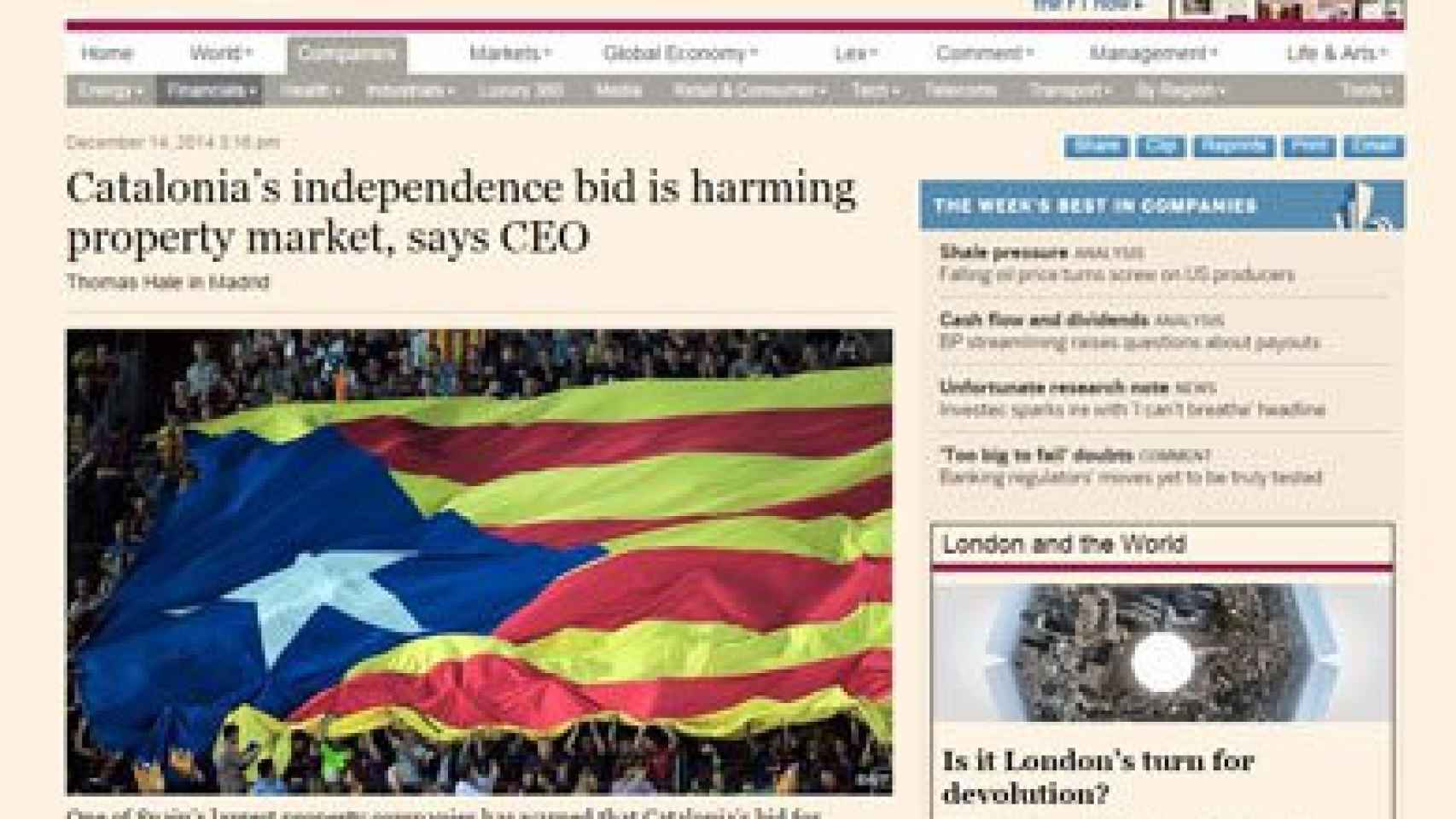 Los inversores internacionales, preocupados por la tensión independentista en Cataluña
