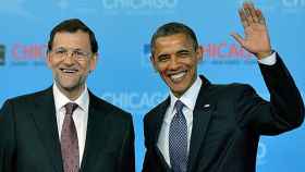 El presidente del Gobierno, Mariano Rajoy, y el presidente de los EEUU, Barack Obama, durante la cumbre de la OTAN celebrada en mayo de 2012 en Chicago