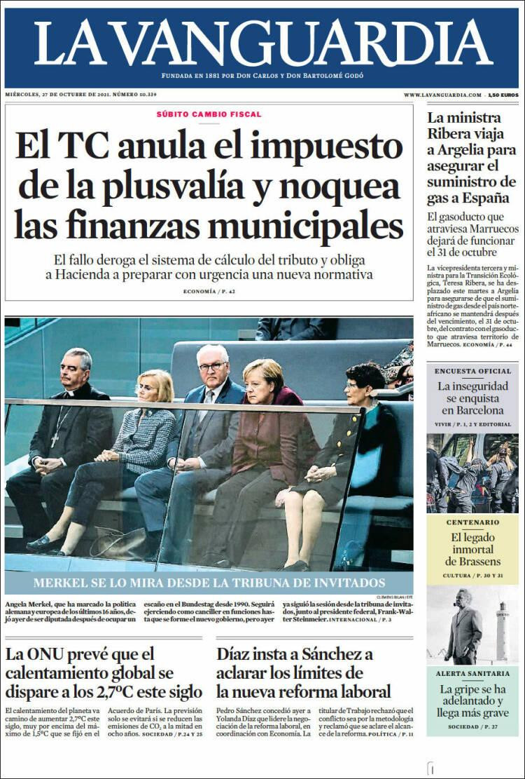 Portada de 'La Vanguardia' del 27 de octubre de 2021 / KIOSKO.NET