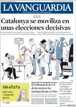 Portada de 'La Vanguardia' del 21 de diciembre de 2017 / CG