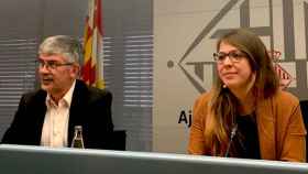 Janet Sanz, concejal de Urbanismo, junto al concejal de Vivienda, Agustí Colom, en la rueda de prensa sobre el exdirectivo de Airbnb / CG