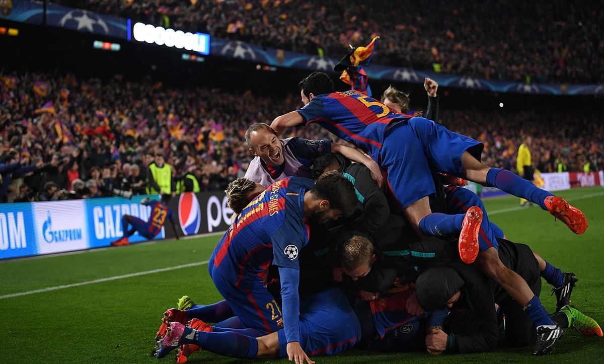 Los jugadores del Barça, celebrando la remontada contra el PSG | EFE