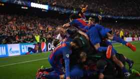 Los jugadores del Barça, celebrando la remontada contra el PSG | EFE