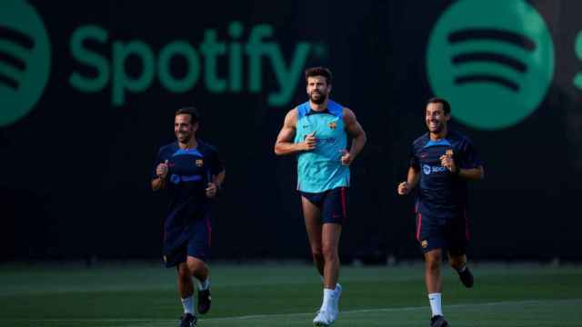 Gerard Piqué, durante un entrenamiento con el Barça / FCB