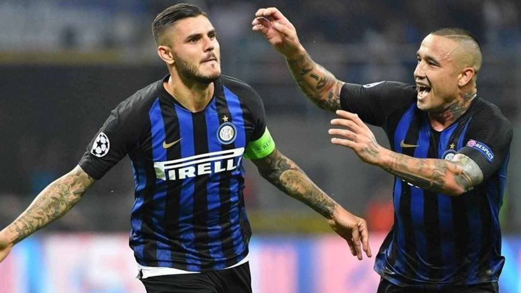 Icardi y Nainggolan celebran un gol del Inter de Milán en la Champions League / EFE