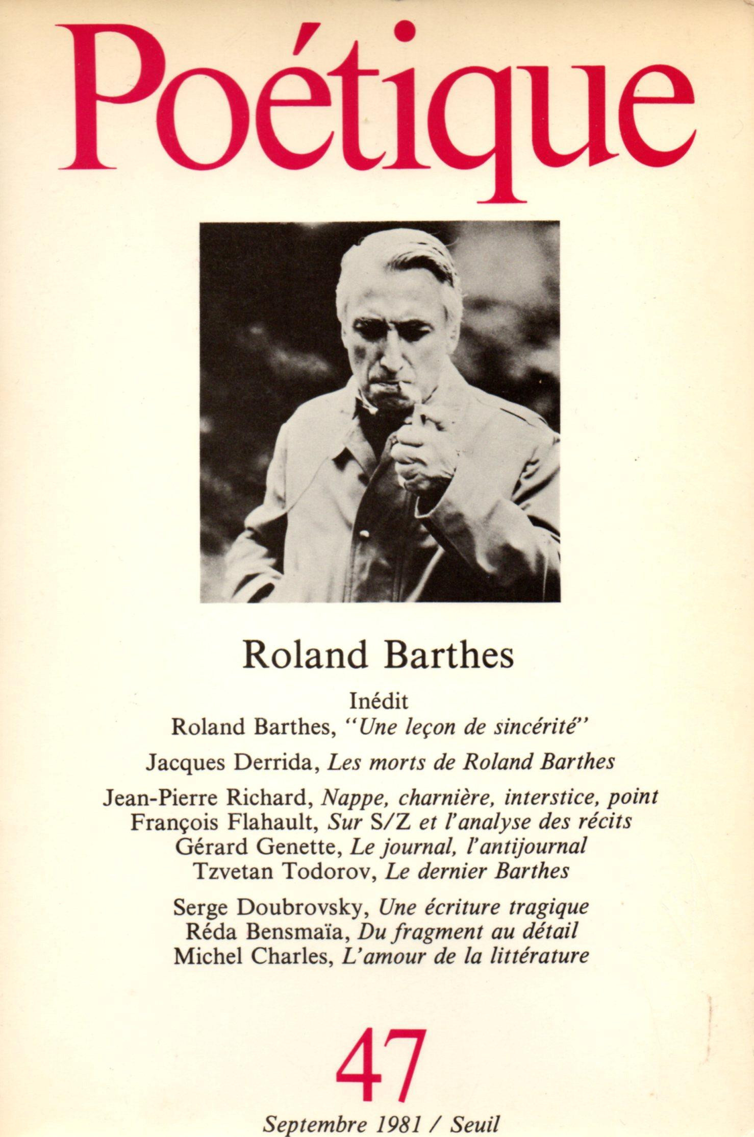 Ejemplar de la revista Poètique, fundada por Genette, Todorov y Cixous, dedicado a Roland Barthes /SEUIL