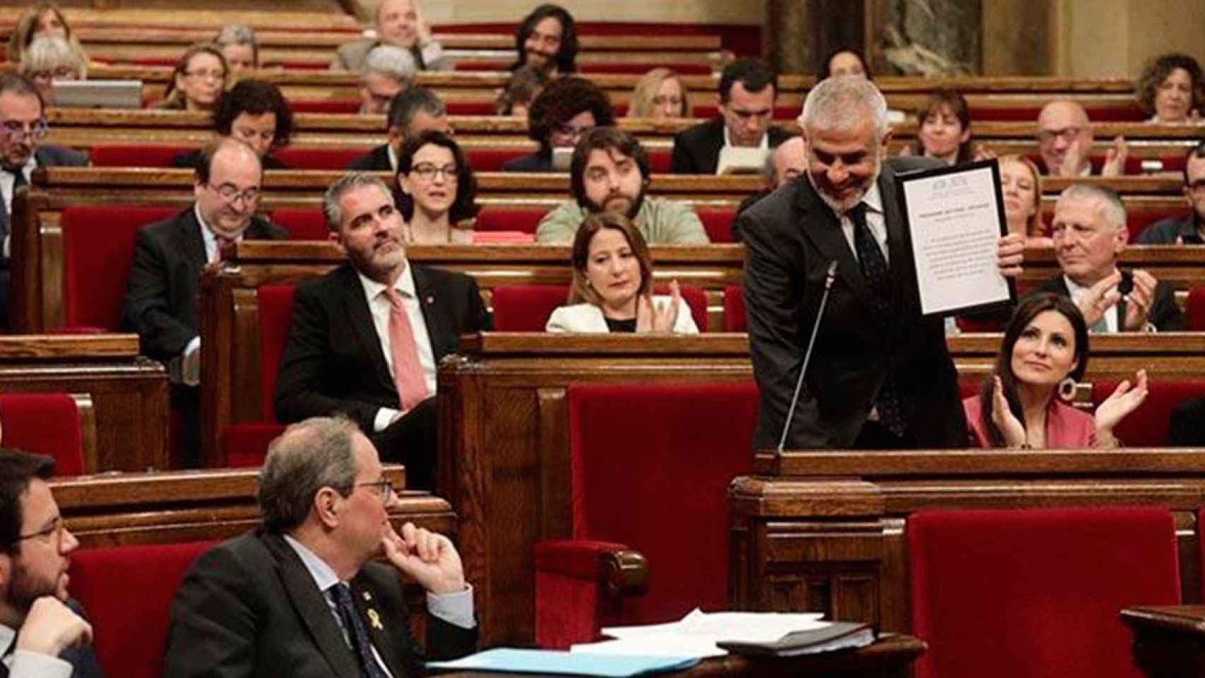 Carlos Carrizosa (Cs) y Quim Torra en el Parlament / CG