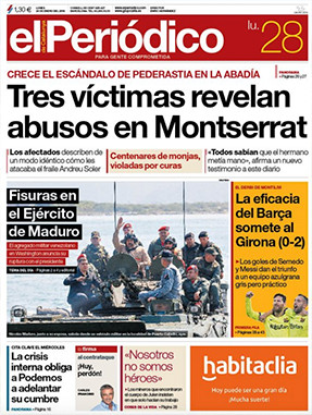 Portada de 'El Periódico' con la noticia de abusos sexuales en Montserrat