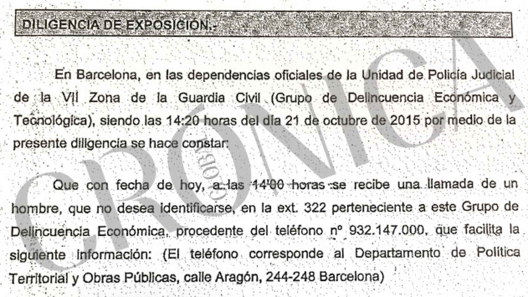 Informe de la Guadia Civil, obrante en el sumario del caso 3% / CG