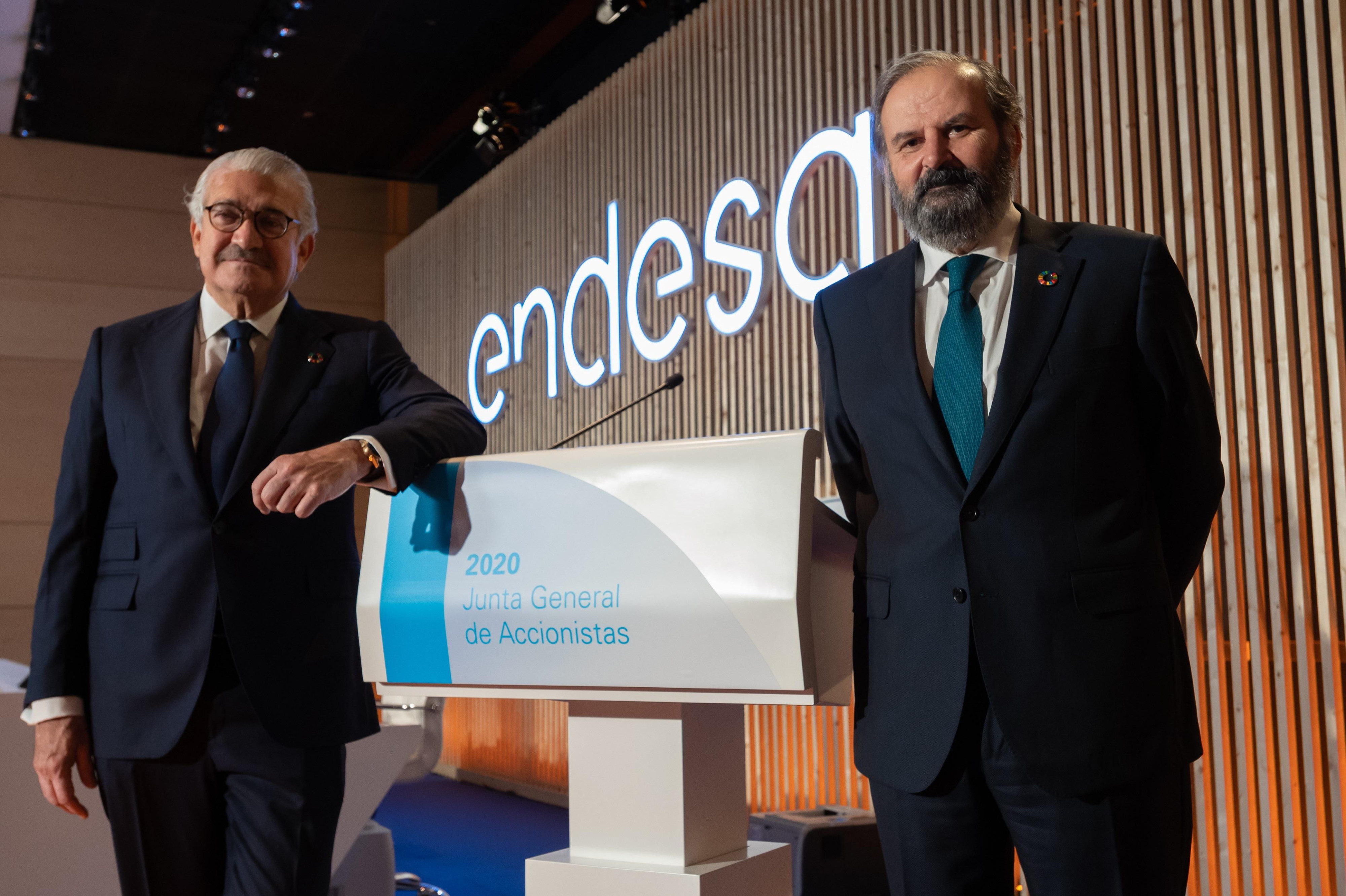 El consejero delegado de Endesa, José Bogas; y el presidente, Juan Sánchez-Calero / EP