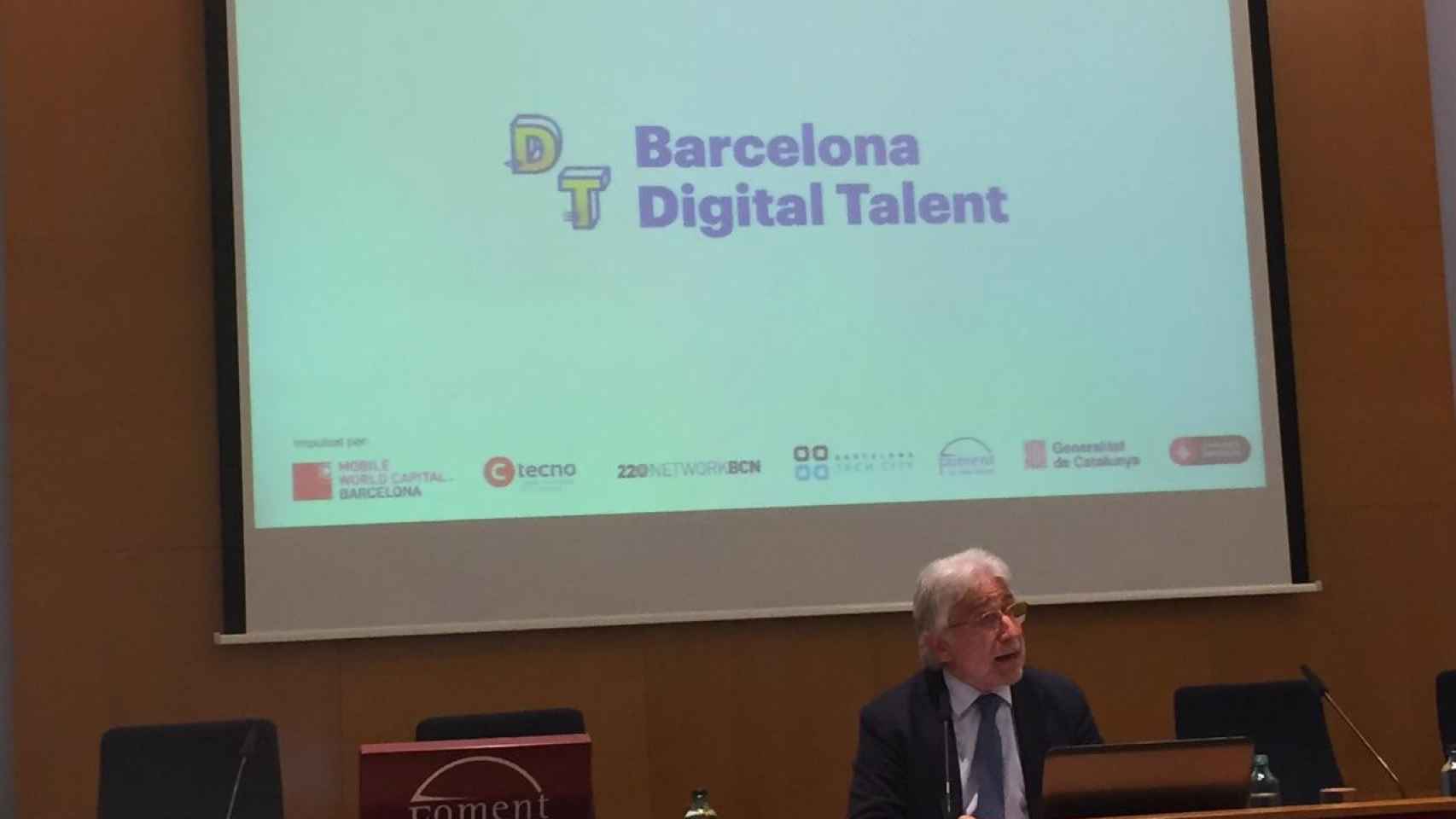 Josep Sánchez Llibre, presidente de Foment, en la presentación del Barcelona Digital Talent / CG