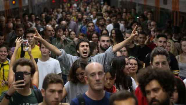 Imagen de un manifestante el 3 de octubre de 2017 en Cataluña, en pleno desafío independentista / EFE